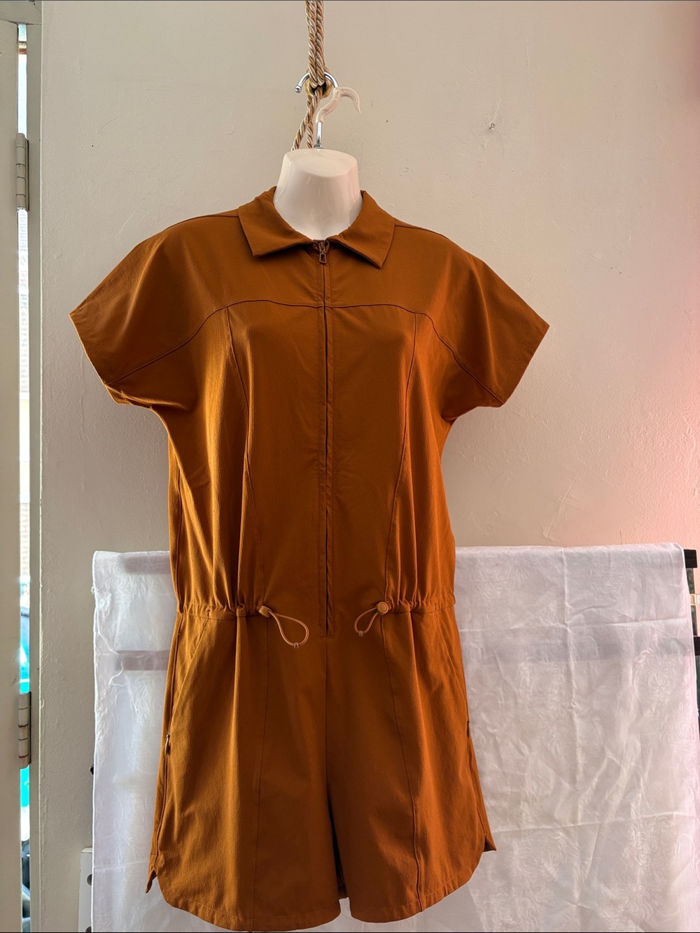 lululemon athletica Rust-Colored Short-Sleeve Zip Tunic Romper